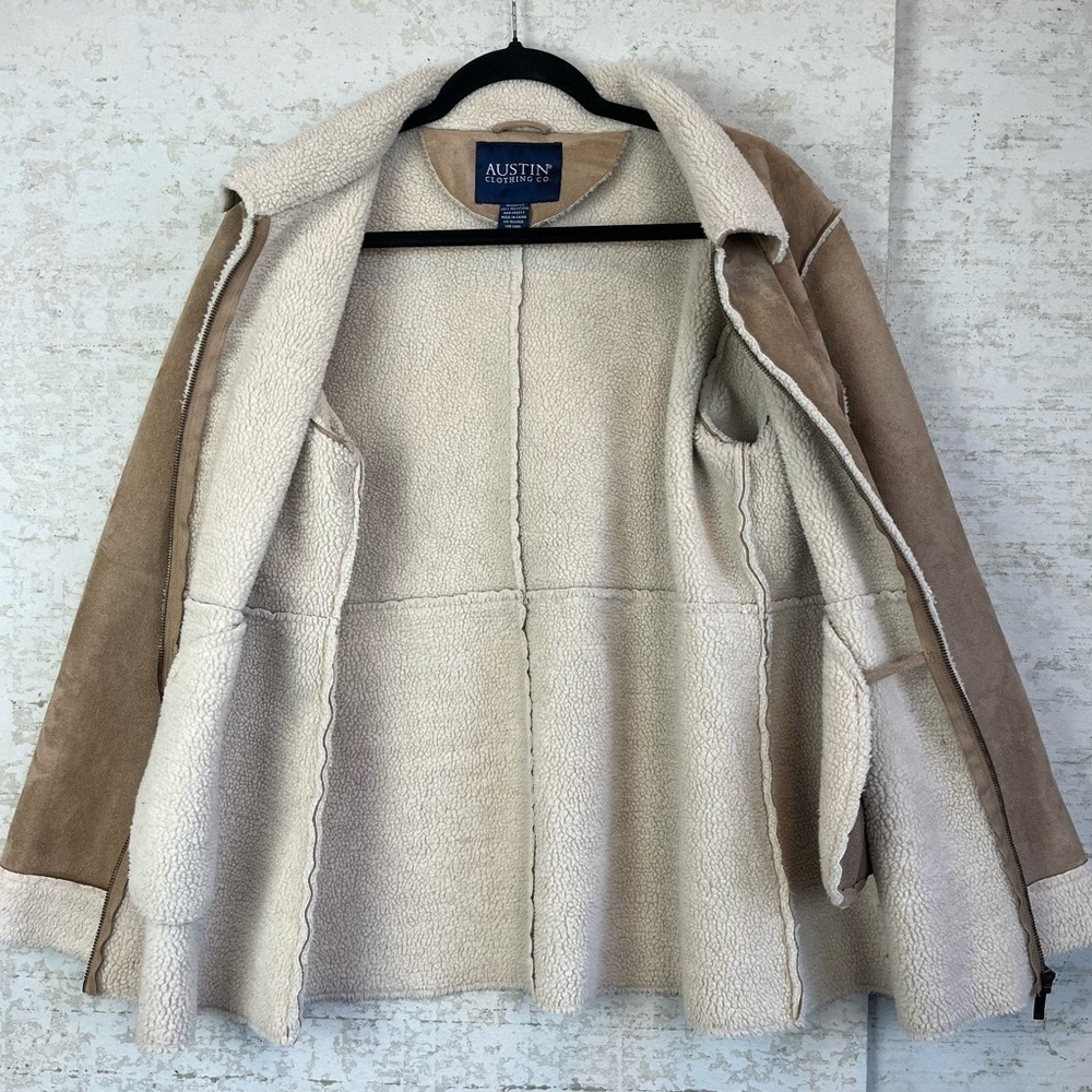 AUSTIN CLOTHING CO Womens Penny Lane Coat Faux Leather Sherpa Large Boho Hippie - Picture 5 of 15